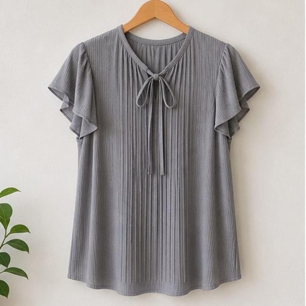 Gray Smocked Top